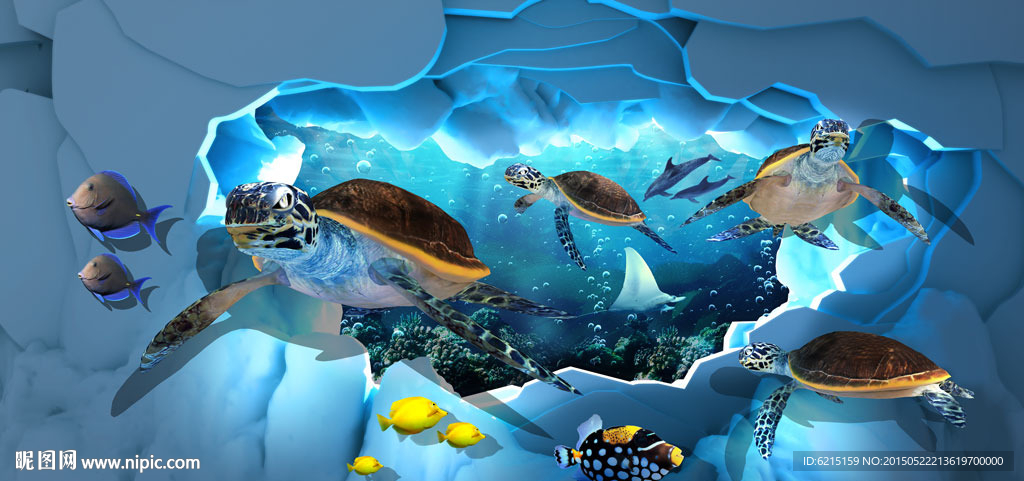 3D海龟海洋立体画