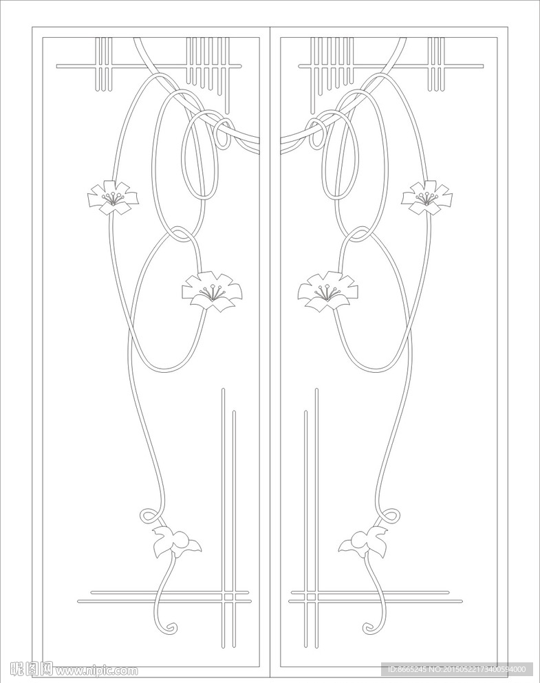 百合花玄关移门