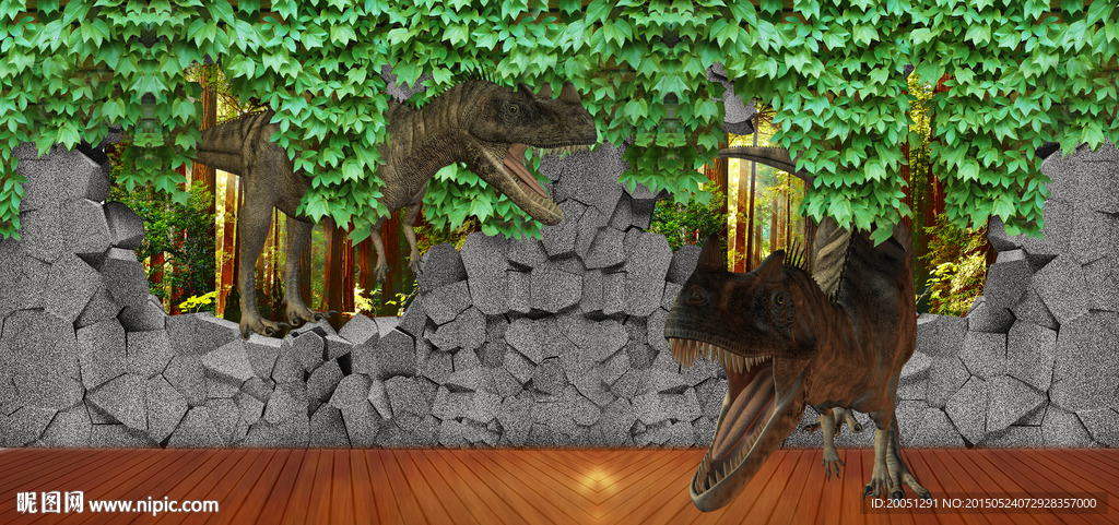 3d背景墙 恐龙