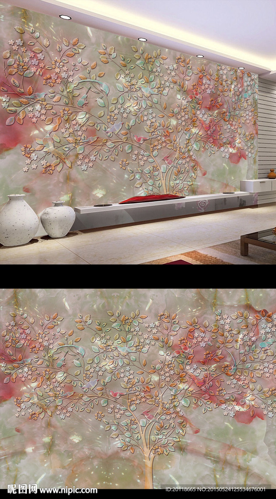 玉雕电视背景墙图片下载