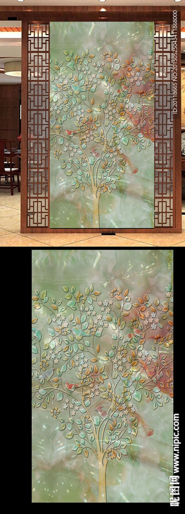 玉雕玄关背景装饰画图片下载