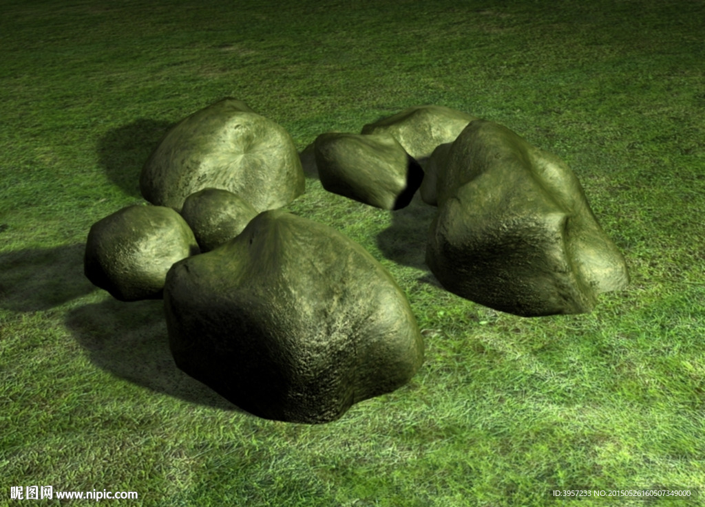精美石头草坪3D模型