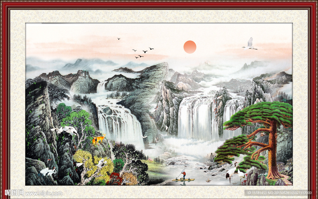 国画迎客松
