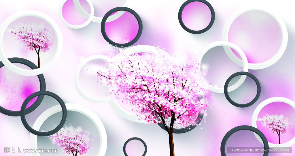 樱花树背景墙