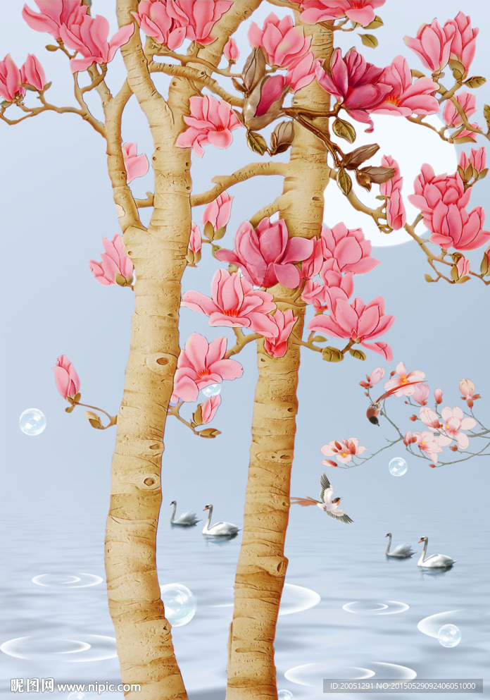 3d玄关玉兰花