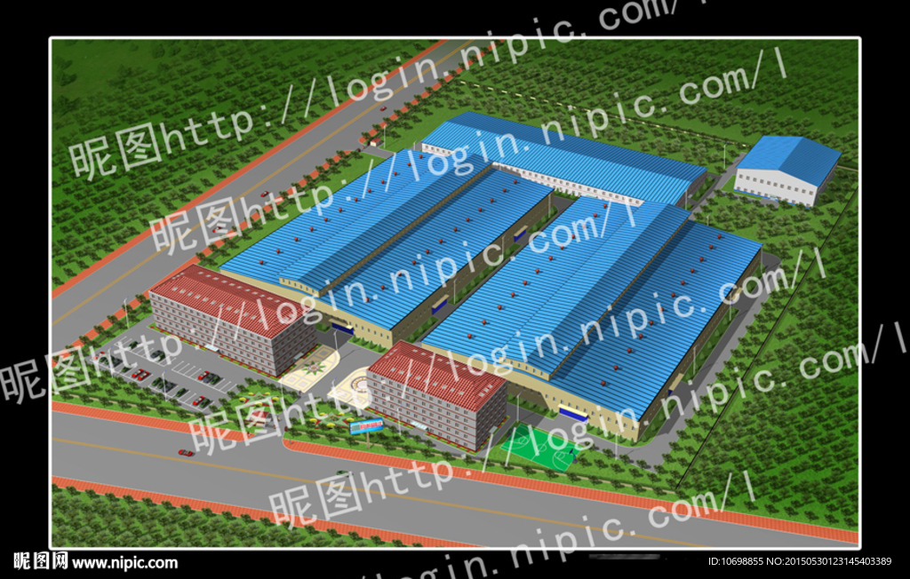 企业厂区鸟瞰效果图