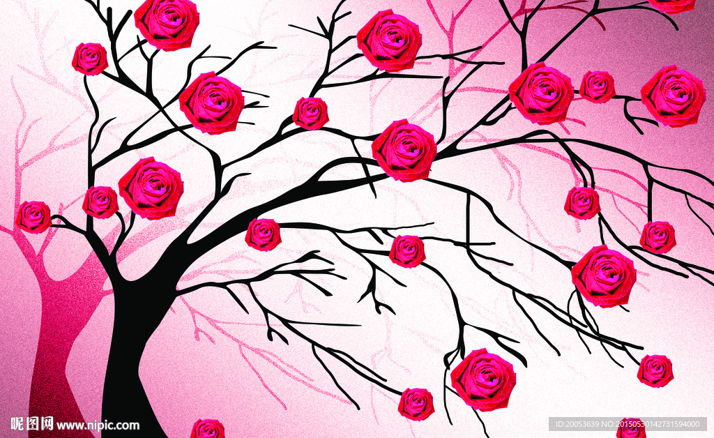 玫瑰树电视背景墙