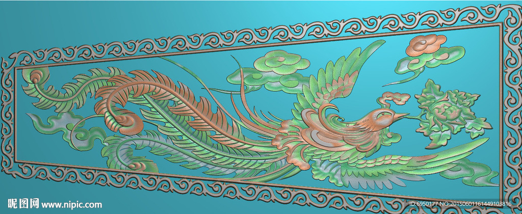 凤凰棺木棺材寿材盖板精雕灰度