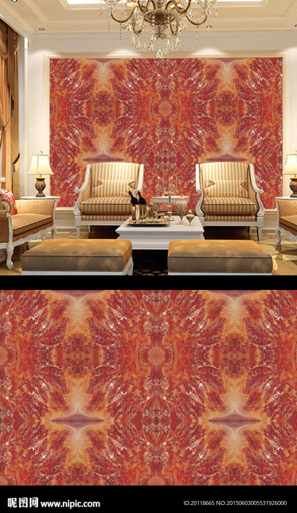 欧式大理石艺术瓷砖电视沙发背景