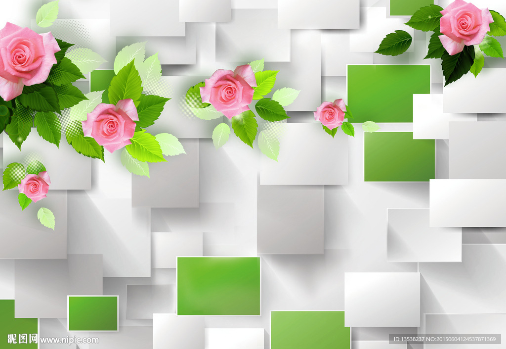 3D立体花卉 电视背景墙
