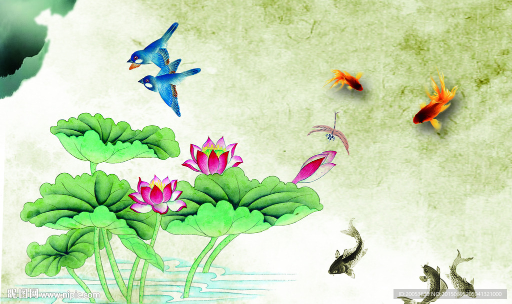 莲花电视背景墙