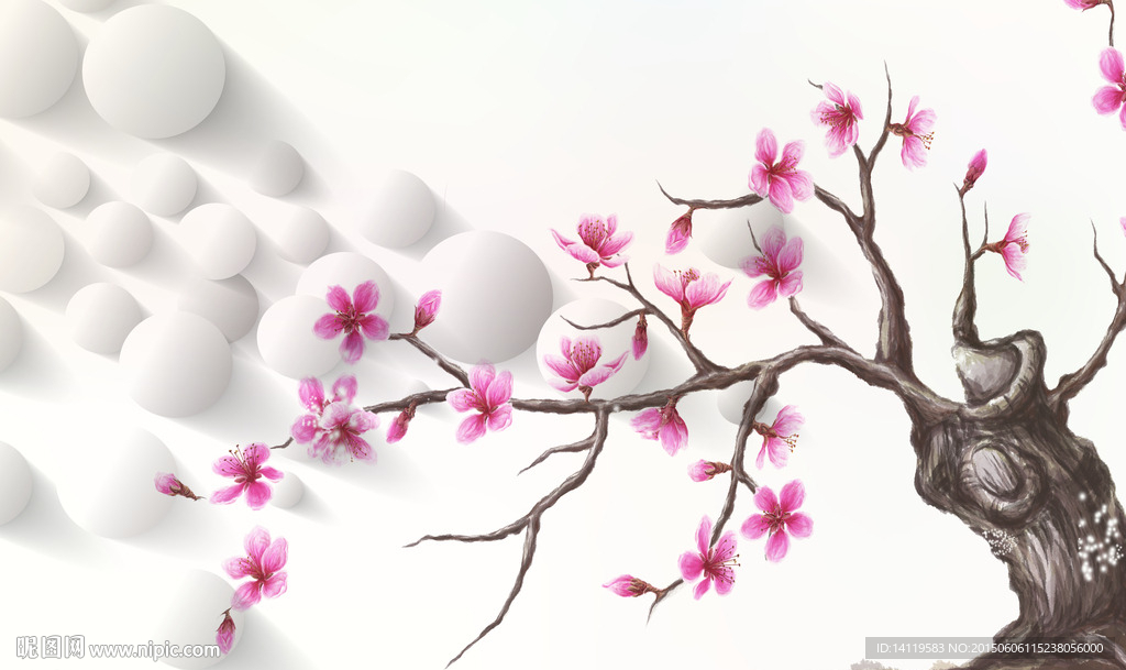 3D梅花壁画