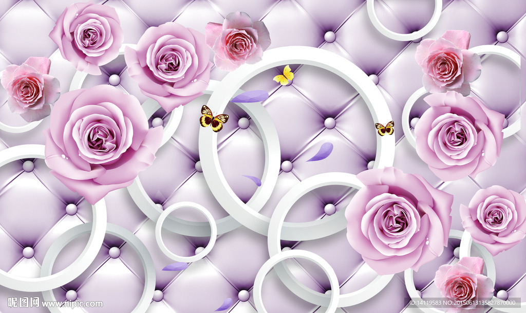 3D软包紫玫瑰