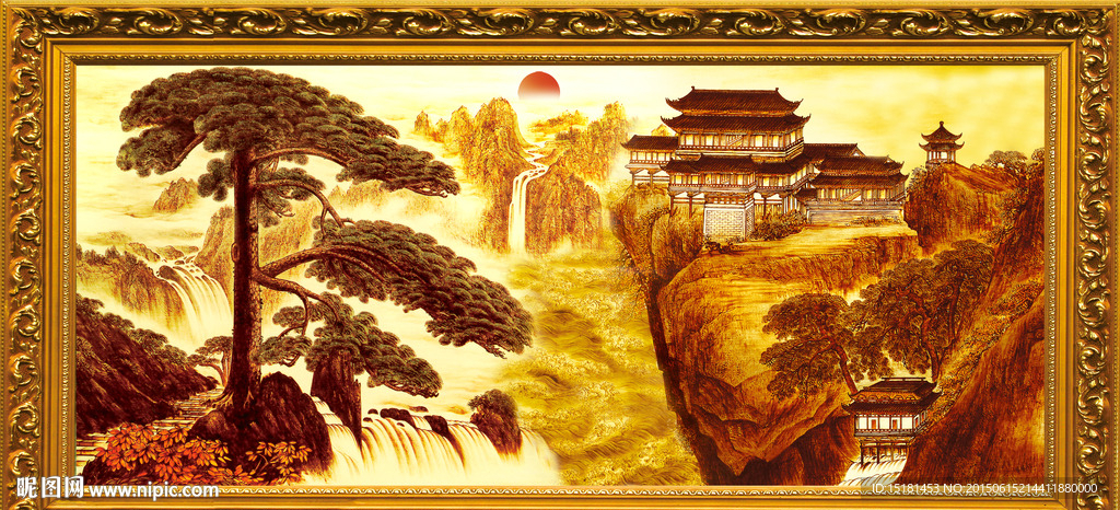 迎客松国画