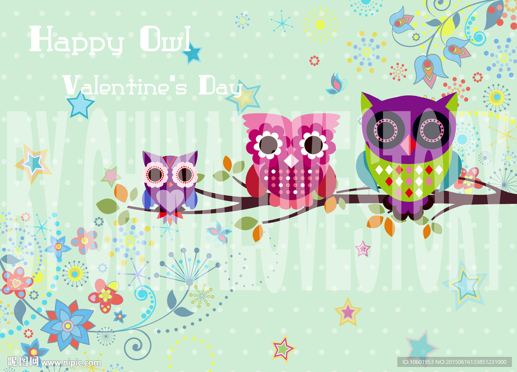 卡通猫头鹰装饰画