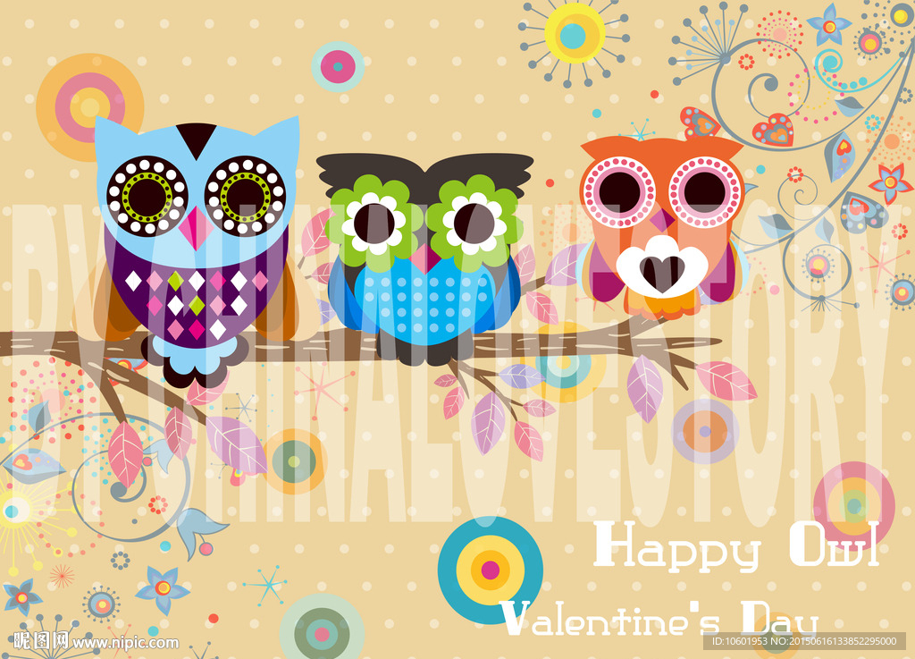 卡通猫头鹰装饰画