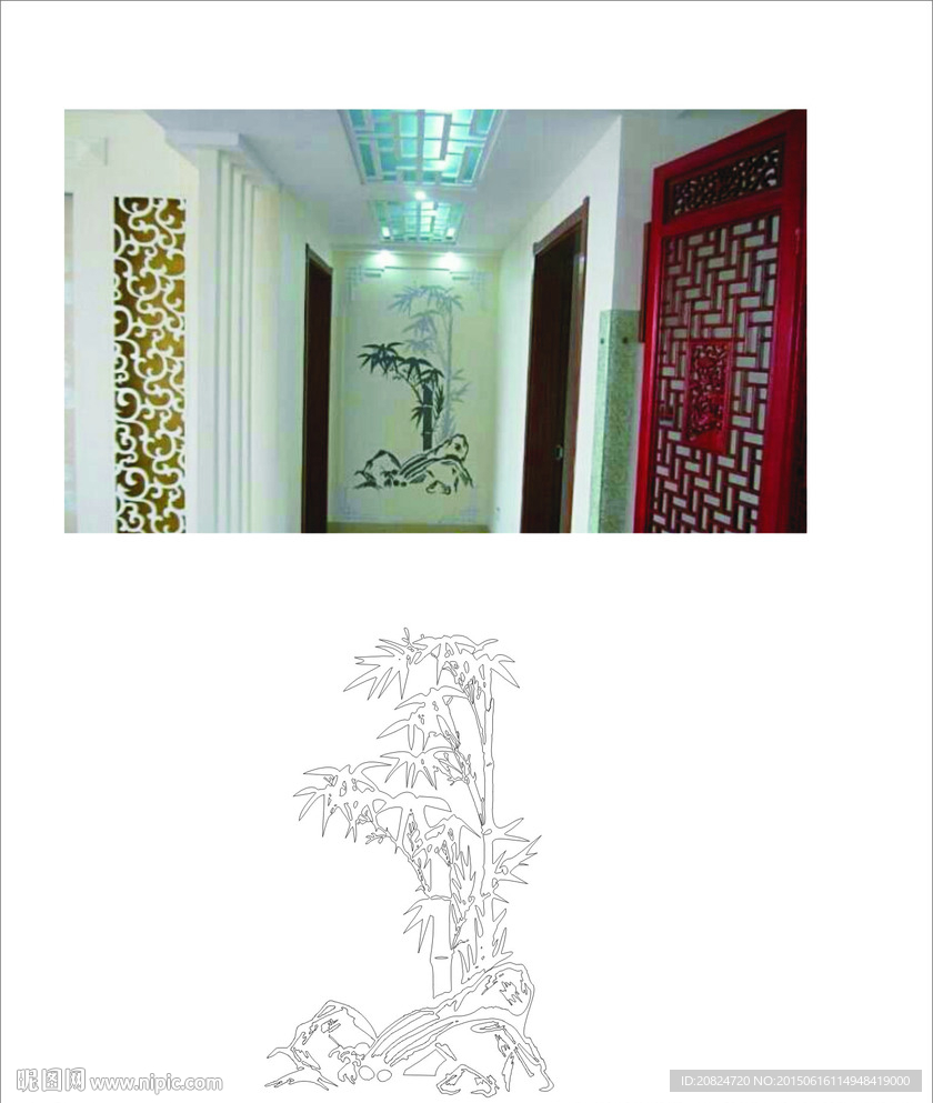 竹子背景墙矢量图