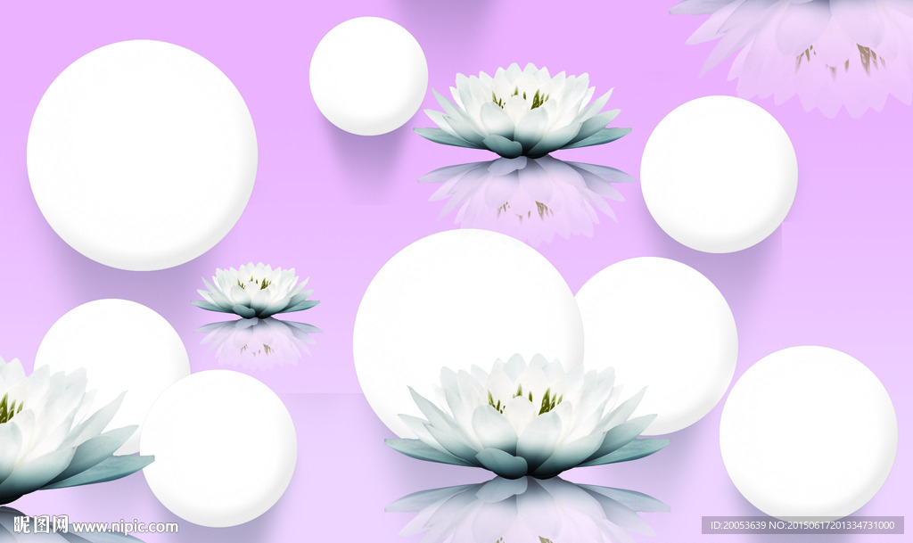 3d莲花电视背景墙
