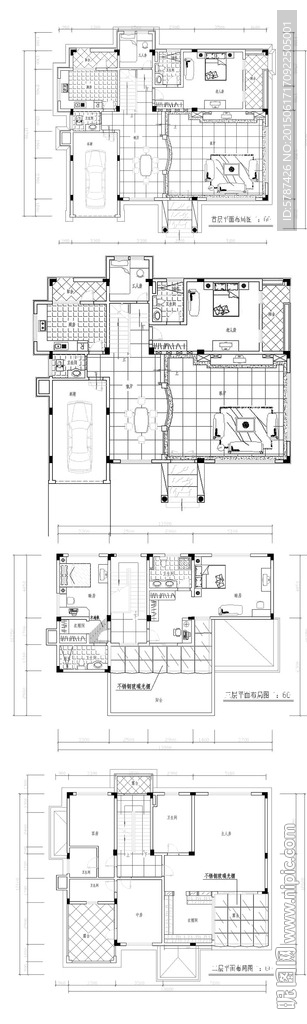 别墅建筑户型设计CAD图纸