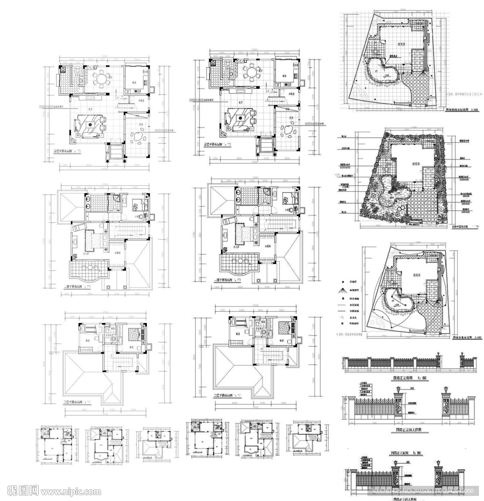 别墅户型建筑设计CAD图纸