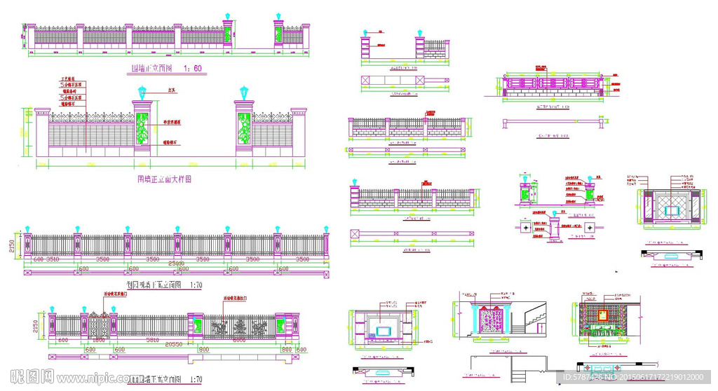 庄园大门建筑设计CAD图纸