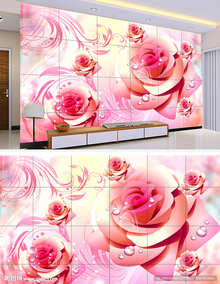 浪漫玫瑰现代典雅时尚背景墙