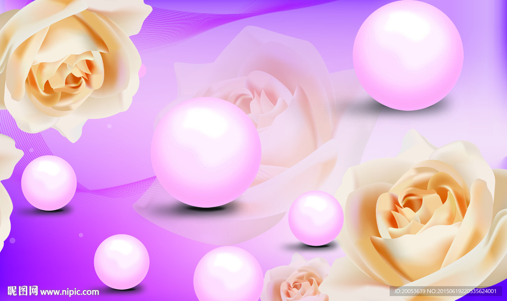 紫色玫瑰电视背景墙