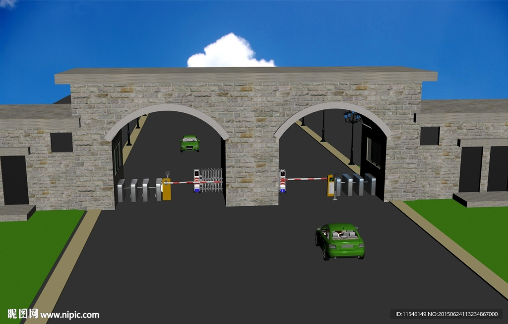 电厂道闸三辊闸效果图