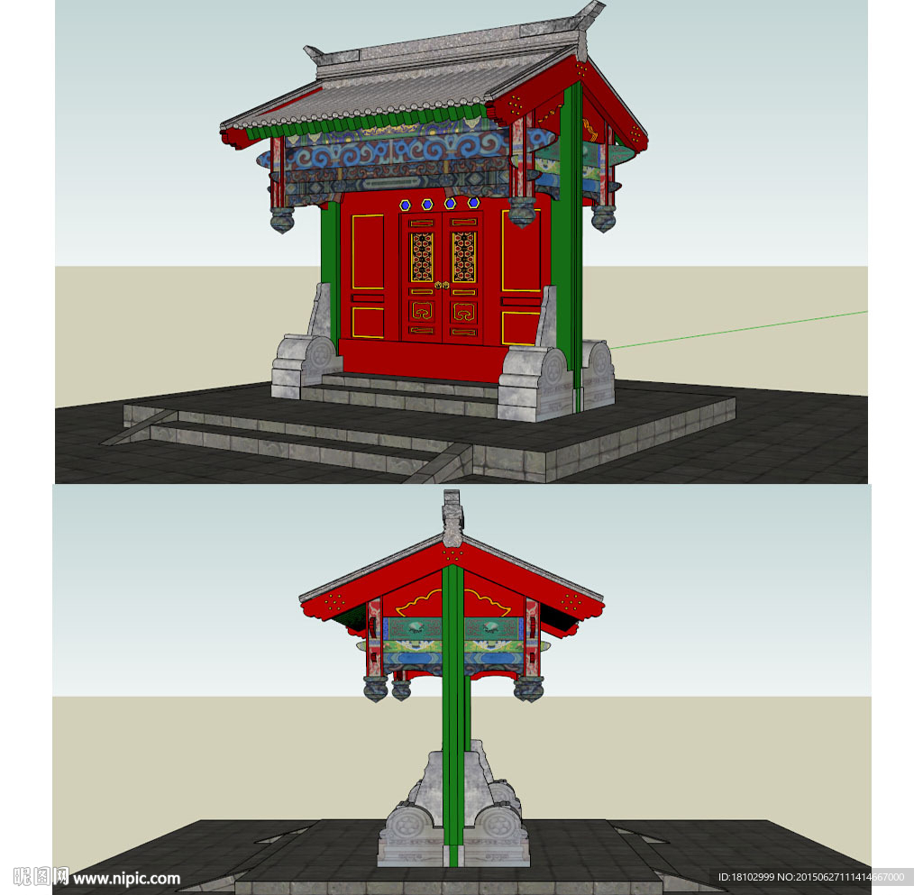 垂花门建筑草图大师SU模型