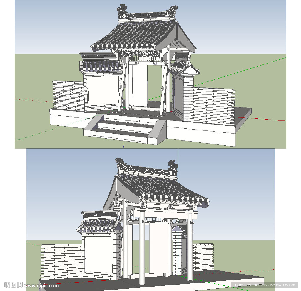 清式垂花门SketchUp模型