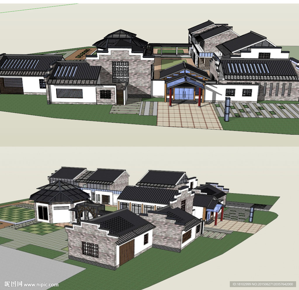徽派建筑群草图大师SU模型
