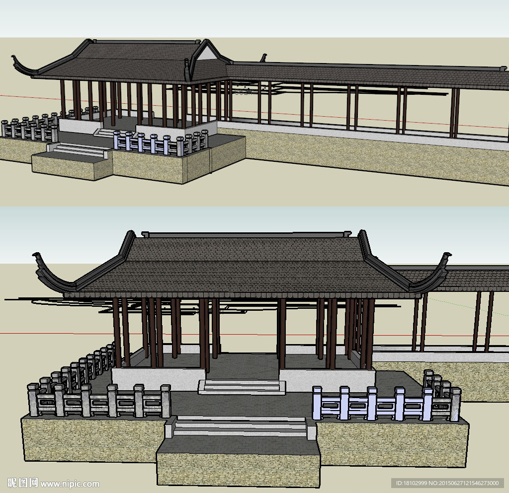 水榭景观建筑草图大师SU模型