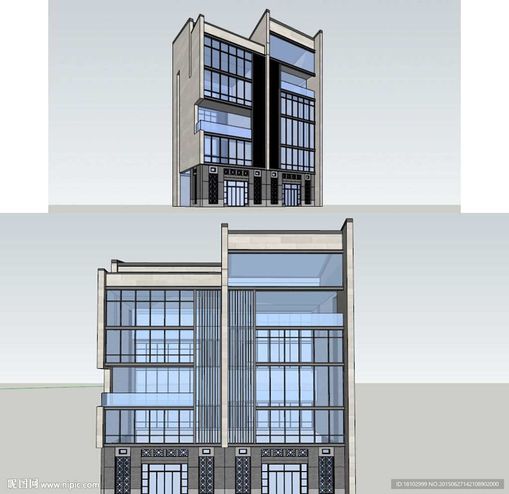 新中式別墅建築草圖大師su模型設計圖__室外模型_3d設計_設計圖庫_暱