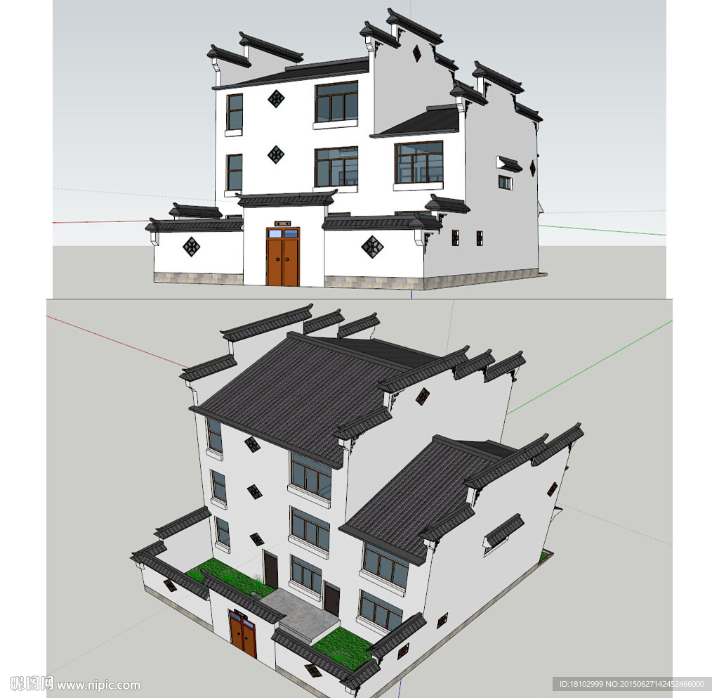 徽派别墅建筑草图大师SU模型
