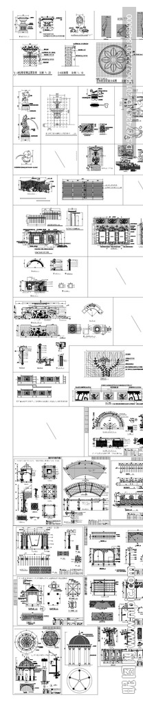园林亭子建筑CAD图纸