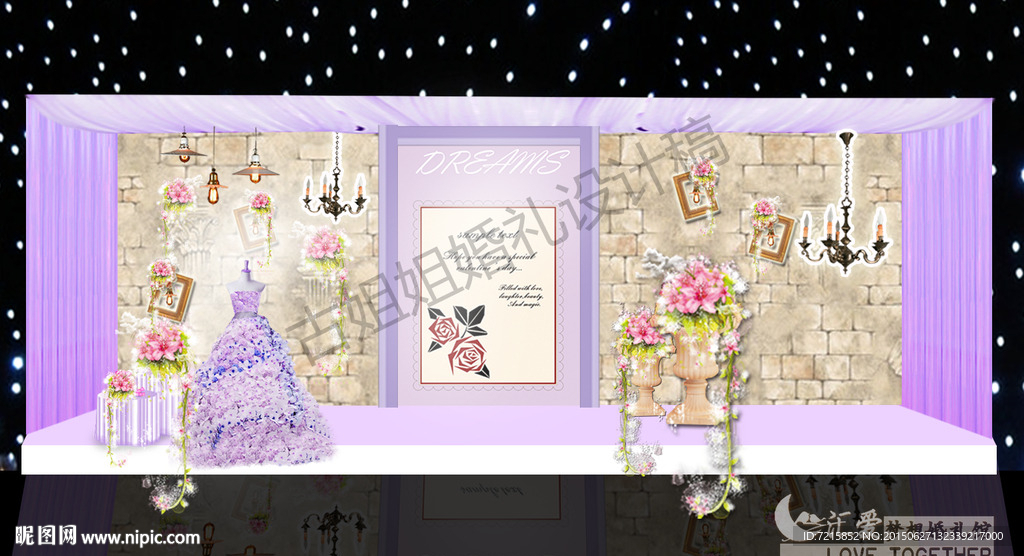 淡紫色婚礼迎宾效果图