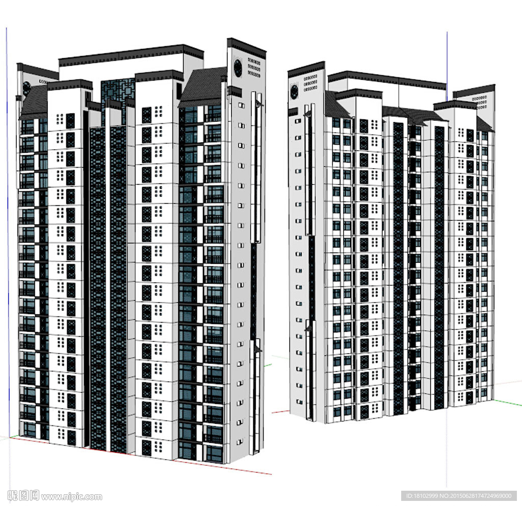 中式高层建筑草图大师SU模型