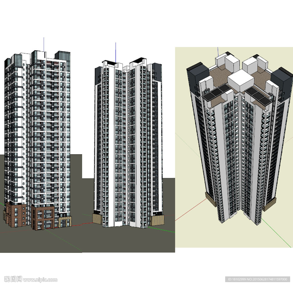 中式高层建筑草图大师SU模型
