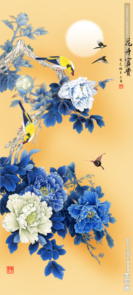 富贵花开蓝牡丹