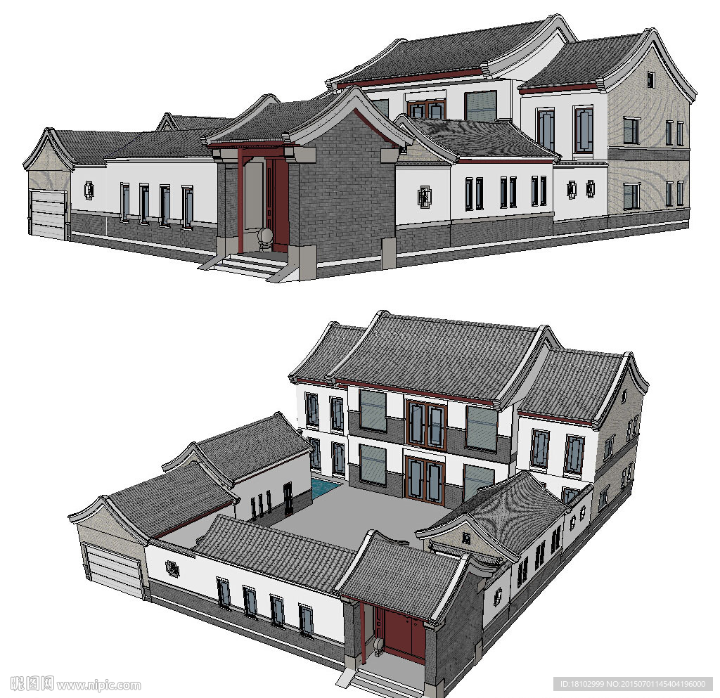 中式民居古建四合院草图大师模型