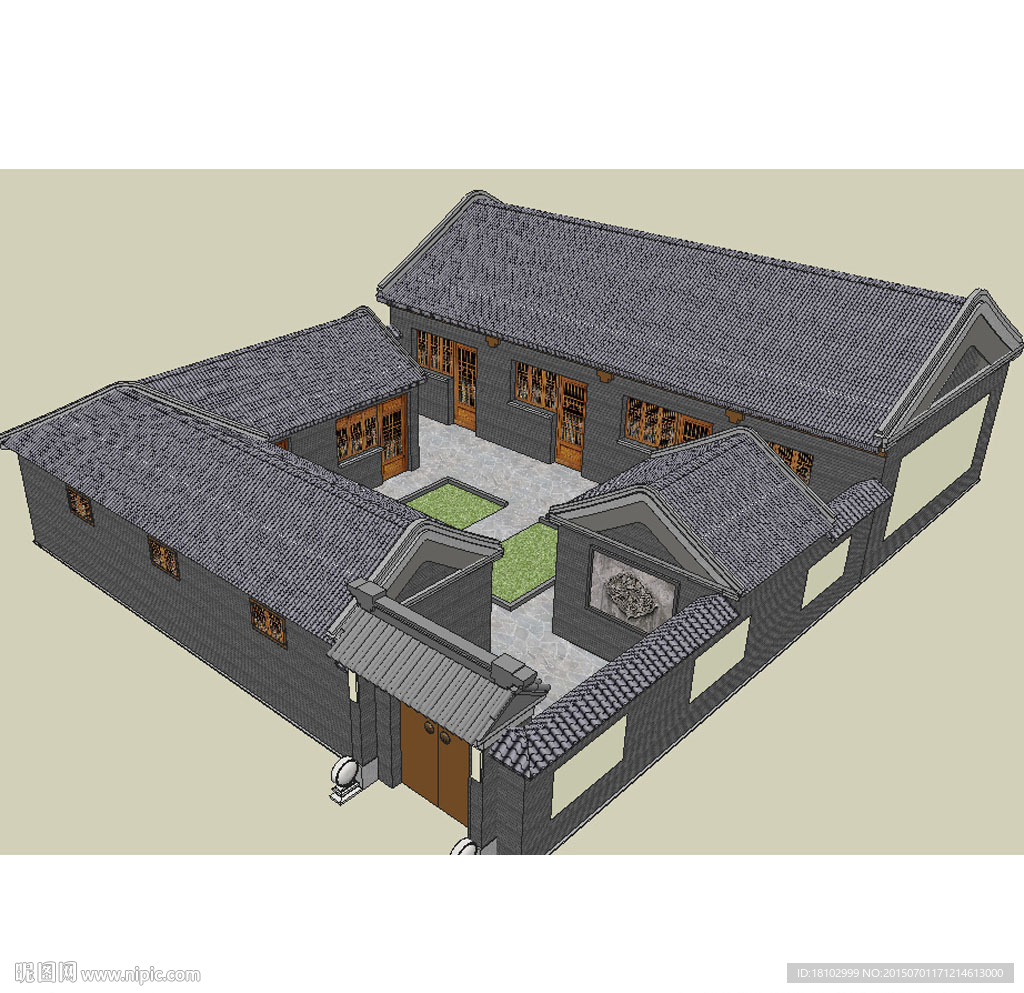 中式四合院住宅草图大师模型