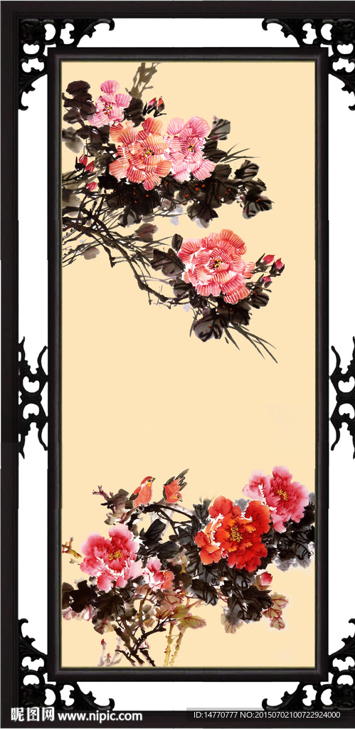 国画花鸟牡丹
