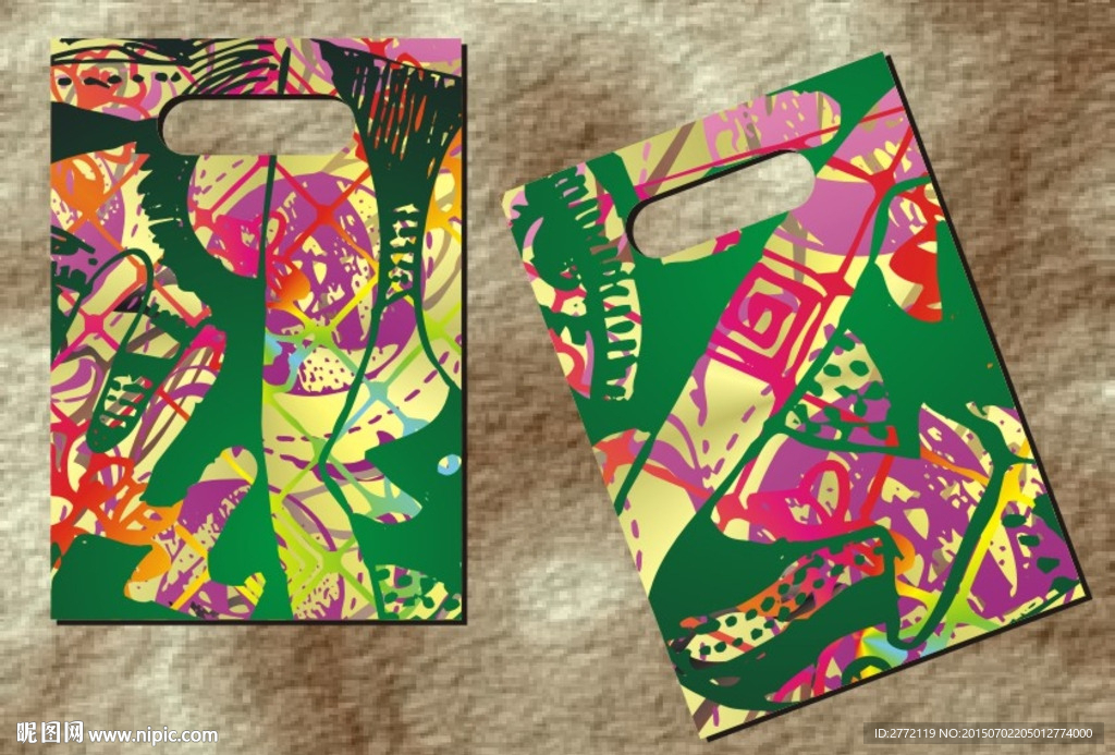 青绿叶子鲜花 手袋设计