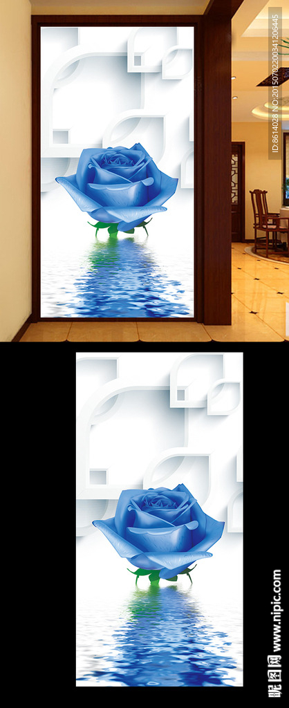 花开富贵玄关 门厅 背景墙模板