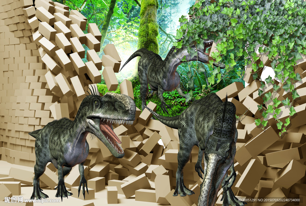 侏罗纪公园3D恐龙立体画