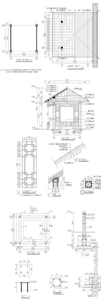 园林亭子建筑CAD图