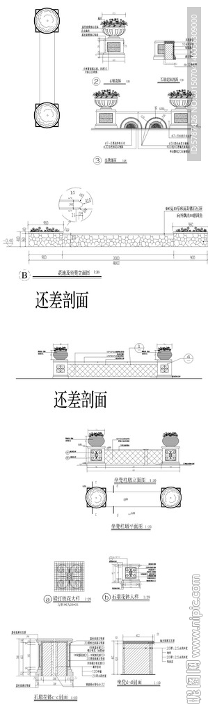 西式花钵柱墩CAD图