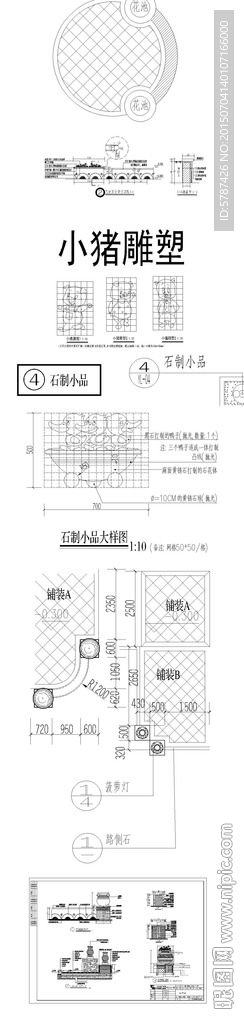 花钵柱墩CAD图纸