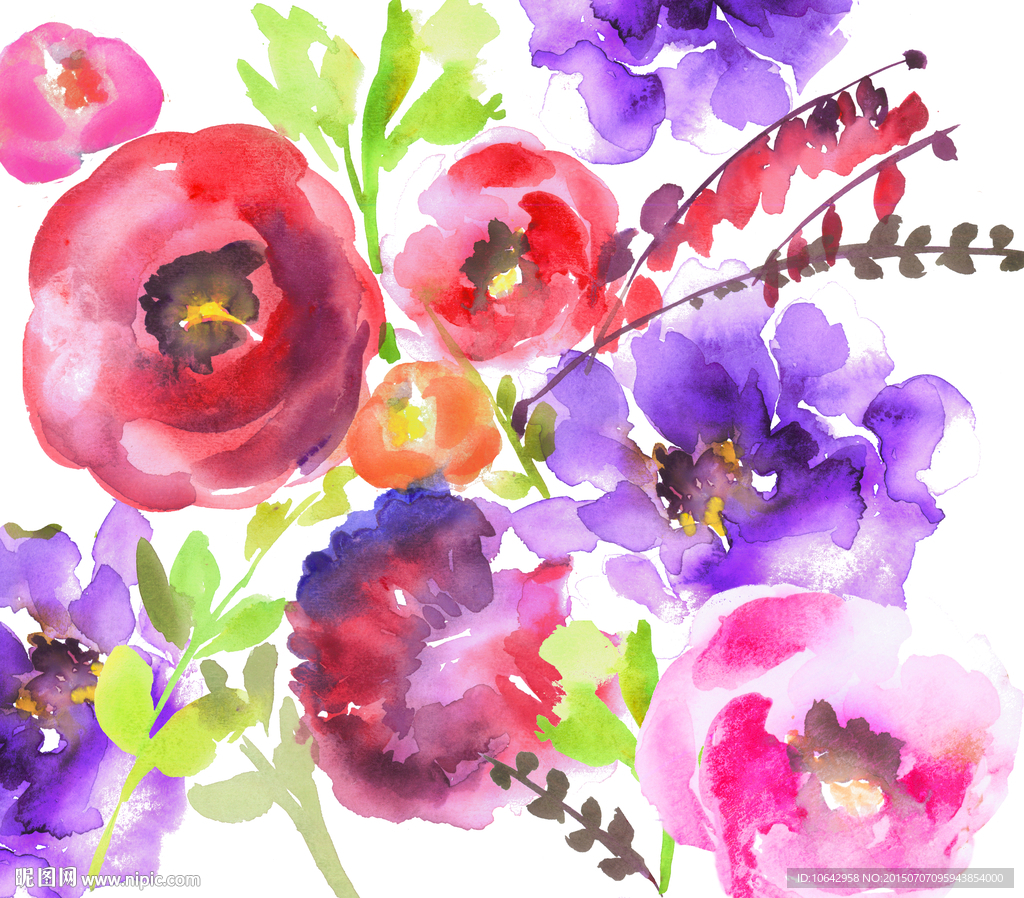 水彩花卉 分层