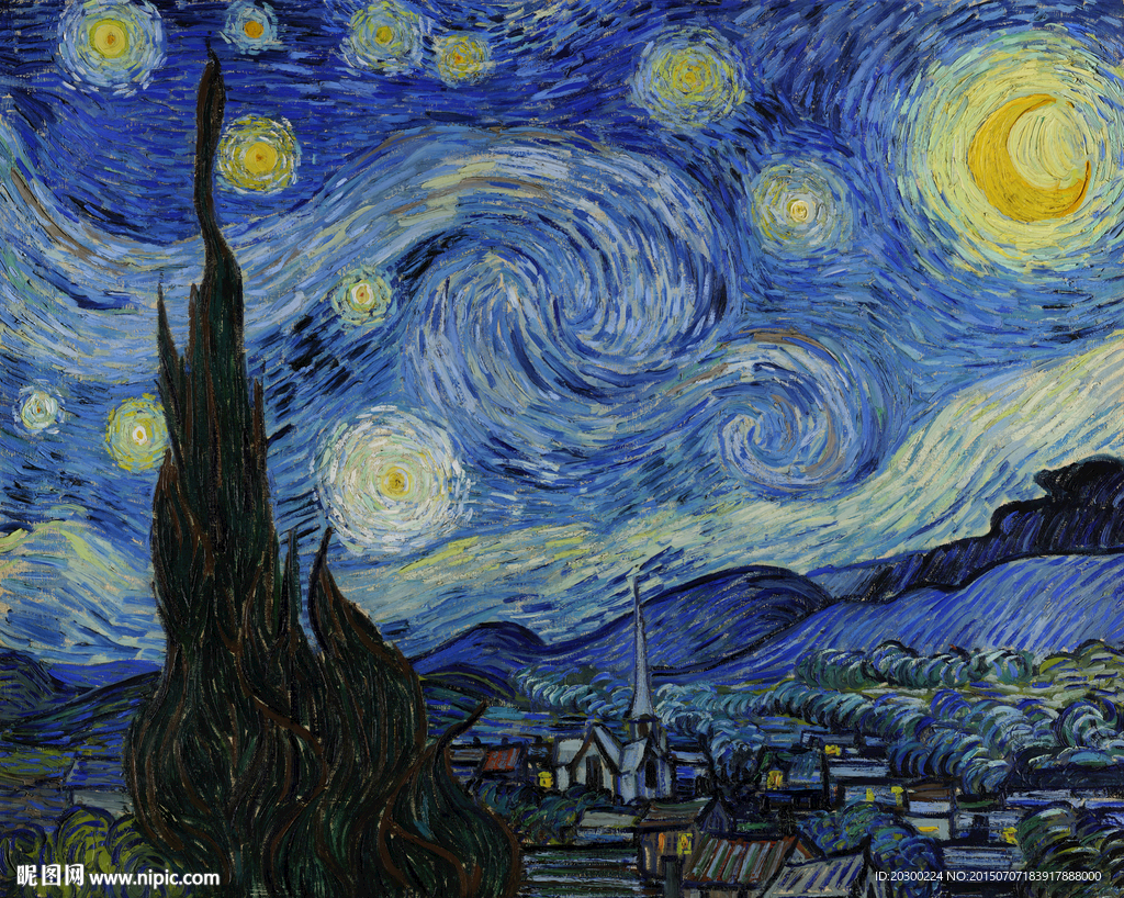 梵高星夜油画挂画无框画装饰画